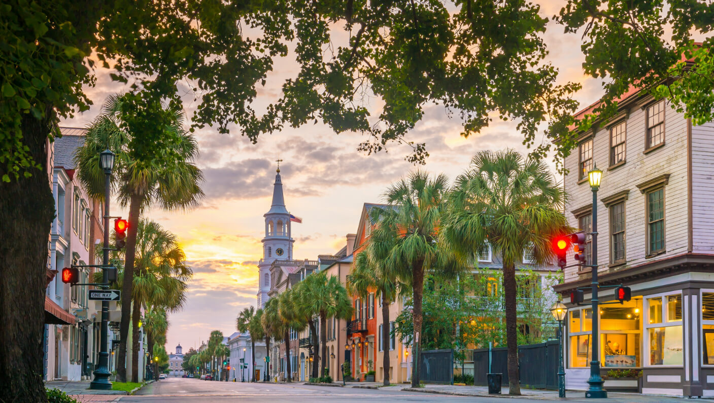 Street of shops in Charleston
